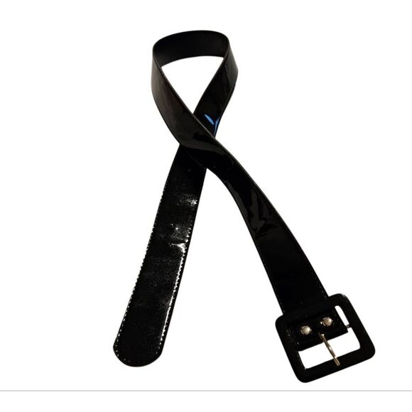 Shiny Faux Patent Black Women's Belt waist 32"-36" Like New - Picture 1 of 4